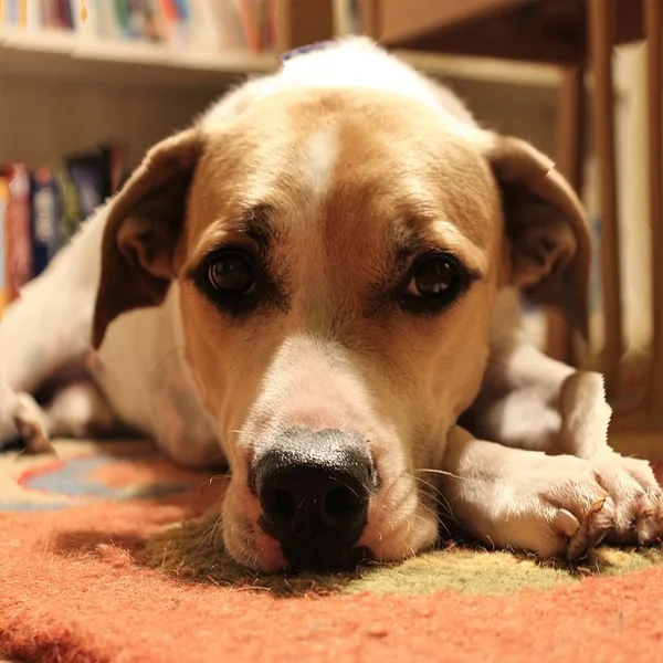 Dog portrait content-aware scaled to 1:1 Instagram square with the dog undistorted
